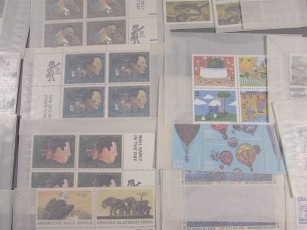 POSTAGE STAMP COLLECTION #4 - MOST ARE NEW & UNHINGED IN BLOCKS OF 4