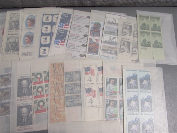 POSTAGE STAMP COLLECTION #4 - MOST ARE NEW & UNHINGED IN BLOCKS OF 4