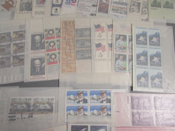 POSTAGE STAMP COLLECTION #4 - MOST ARE NEW & UNHINGED IN BLOCKS OF 4