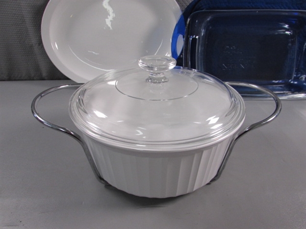 PYREX BAKEWARE & STORAGE, CORNINGWARE CASSEROLE PLUS MORE