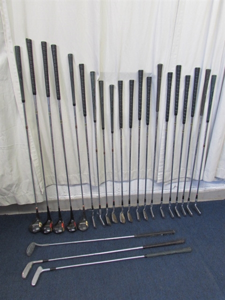 ASSORTED GOLF CLUBS & PUTTERS