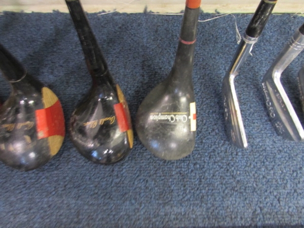 ASSORTED GOLF CLUBS & PUTTERS