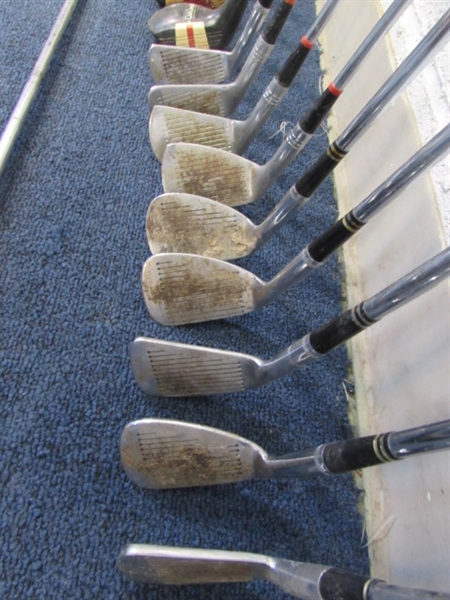 ASSORTED GOLF CLUBS & PUTTERS