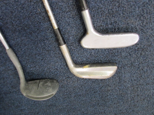 ASSORTED GOLF CLUBS & PUTTERS