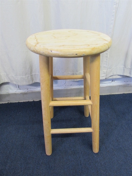 VINTAGE WINDSOR CHAIR & WOODEN BARSTOOL