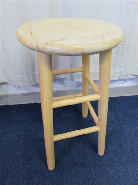 VINTAGE WINDSOR CHAIR & WOODEN BARSTOOL