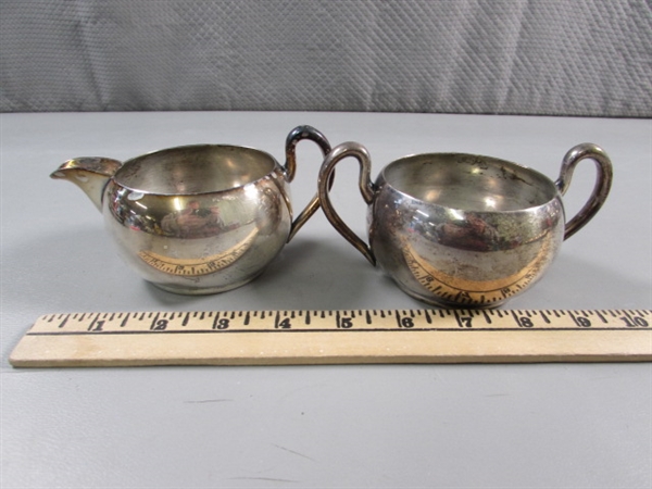 VINTAGE SILVERPLATE TEA SET & TRAYS