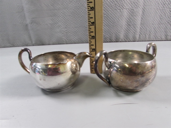 VINTAGE SILVERPLATE TEA SET & TRAYS