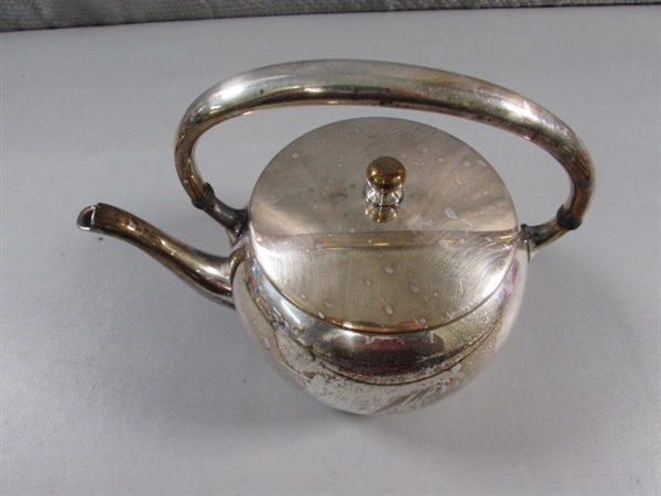 VINTAGE SILVERPLATE TEA SET & TRAYS