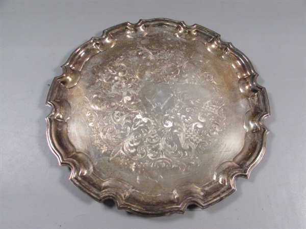 VINTAGE SILVERPLATE TEA SET & TRAYS