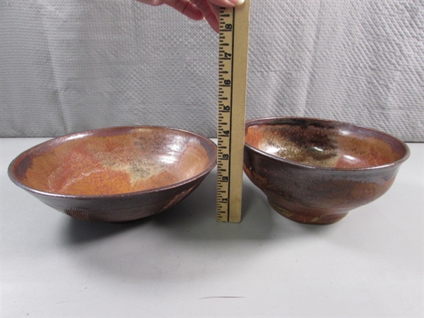 CLAY POTTERY BOWLS & DEMITASSE MUGS