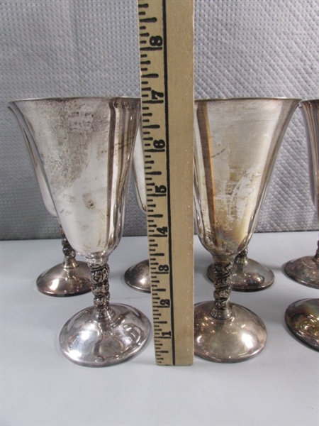 SET OF 8 VINTAGE SILVERPLATE WINE GOBLETS - MADE IN SPAIN