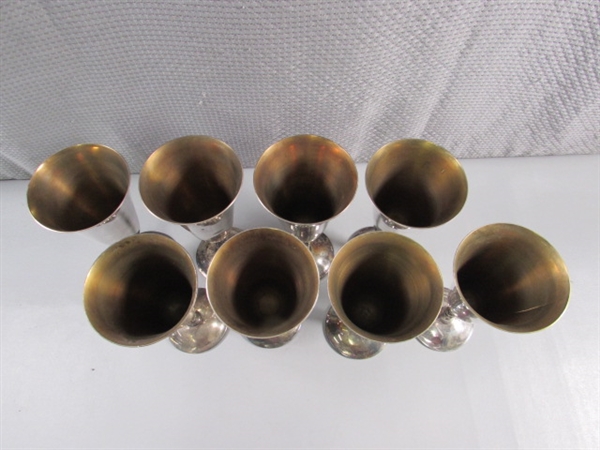 SET OF 8 VINTAGE SILVERPLATE WINE GOBLETS - MADE IN SPAIN