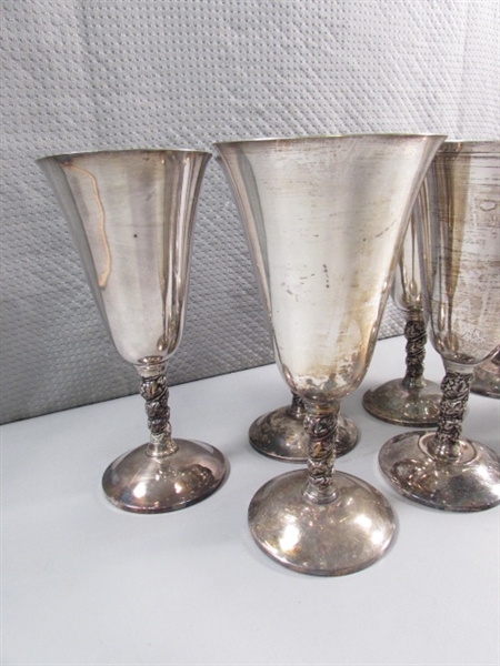 SET OF 8 VINTAGE SILVERPLATE WINE GOBLETS - MADE IN SPAIN