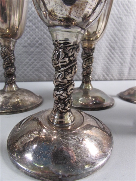 SET OF 8 VINTAGE SILVERPLATE WINE GOBLETS - MADE IN SPAIN