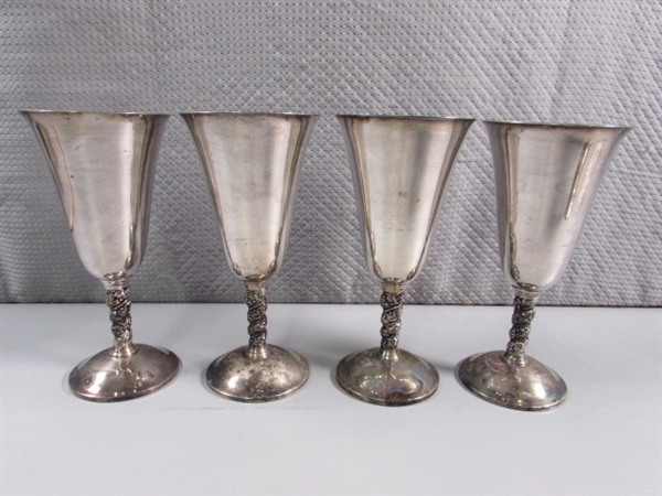 SET OF 8 VINTAGE SILVERPLATE WINE GOBLETS - MADE IN SPAIN