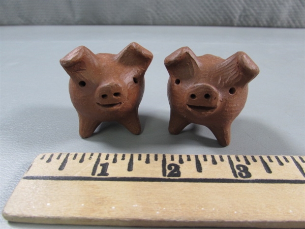 CARVED ANIMAL FIGURINES & BEAR INKWELL/PEN HOLDER