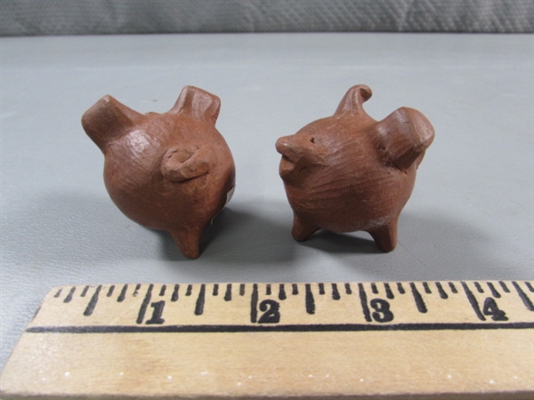 CARVED ANIMAL FIGURINES & BEAR INKWELL/PEN HOLDER