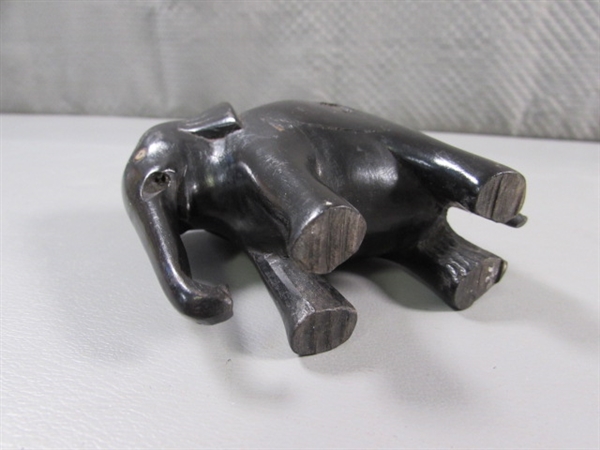 CARVED ANIMAL FIGURINES & BEAR INKWELL/PEN HOLDER