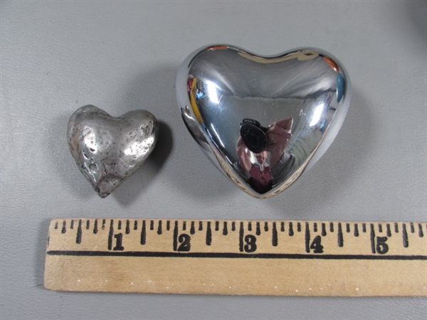 HEARTS OF STONE, GLASS, METAL & PAPER MACHE BOX