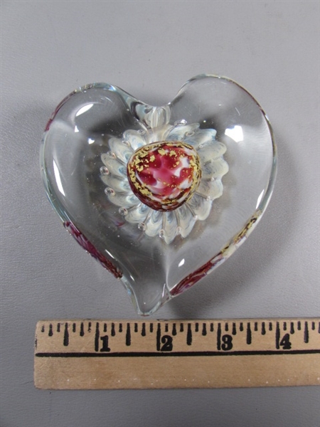 HEARTS OF STONE, GLASS, METAL & PAPER MACHE BOX