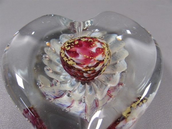 HEARTS OF STONE, GLASS, METAL & PAPER MACHE BOX