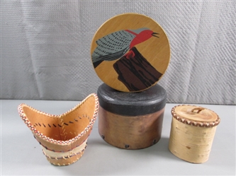 HANDCRAFTED BARK, LEATHER, & WOOD BOXES