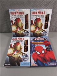 4 NEW BOXES OF VALENTINES DAY CARDS - IRON MAN 3 (3) & SPIDERMAN (1)