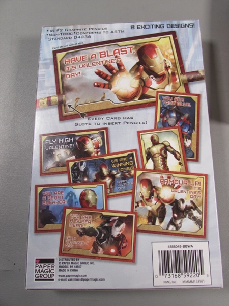 4 NEW BOXES OF VALENTINES DAY CARDS - IRON MAN 3 (3) & SPIDERMAN (1)