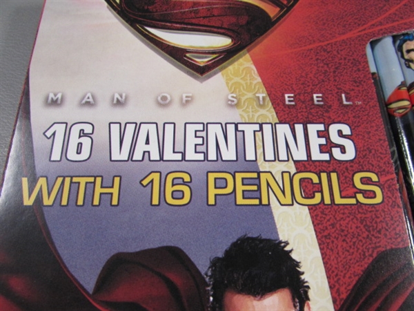 4 NEW BOXES OF SUPERMAN VALENTINES DAY CARDS WITH PENCILS - 16 COUNT X 4