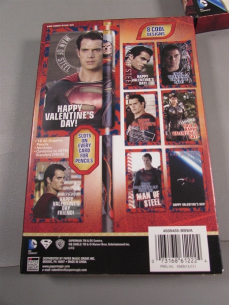 4 NEW BOXES OF SUPERMAN VALENTINES DAY CARDS WITH PENCILS - 16 COUNT X 4