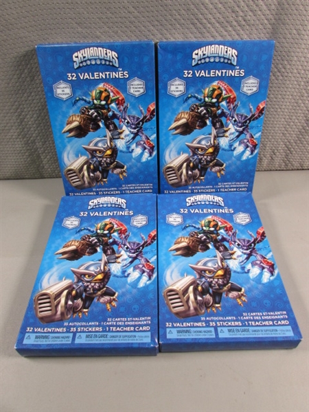 4 NEW BOXES OF SKYLANDERS VALENTINES DAY CARDS W/STICKERS - 32 COUNT X 4