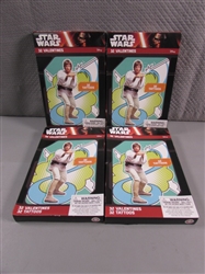 4 NEW BOXES OF "STAR WARS" VALENTINES DAY CARDS W/TATTOOS - 32 COUNT X 4