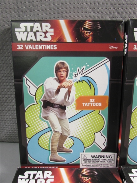 4 NEW BOXES OF STAR WARS VALENTINES DAY CARDS W/TATTOOS - 32 COUNT X 4