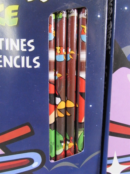 3 NEW BOXES OF ANGRY BIRDS SPACE VALENTINES DAY CARDS W/PENCILS - 16 COUNT X 4