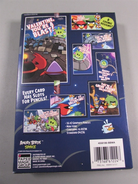 3 NEW BOXES OF ANGRY BIRDS SPACE VALENTINES DAY CARDS W/PENCILS - 16 COUNT X 4