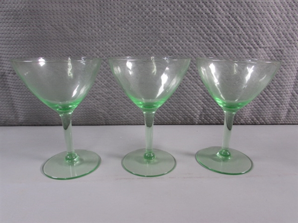 3 VINTAGE URANIUM WINE GLASSES