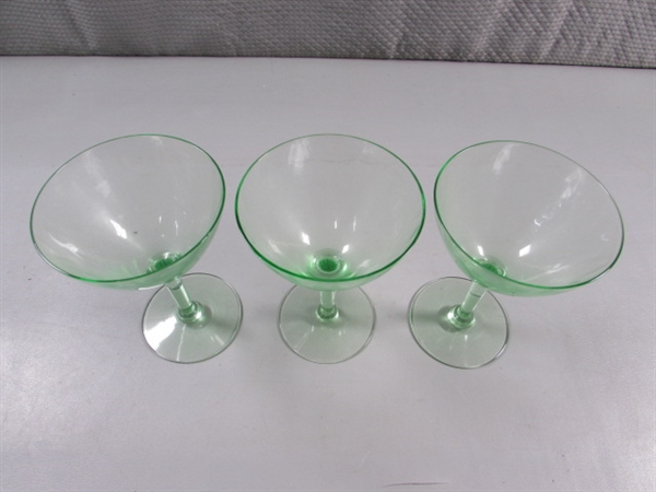 3 VINTAGE URANIUM WINE GLASSES