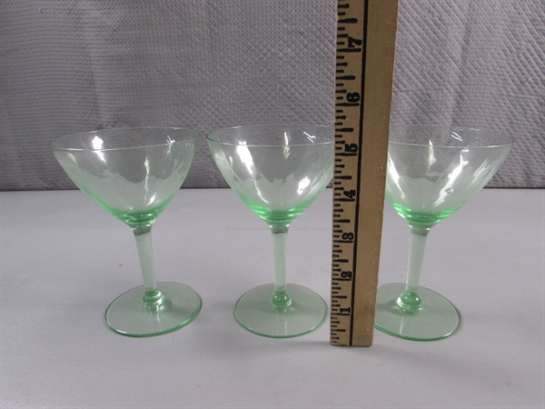 3 VINTAGE URANIUM WINE GLASSES