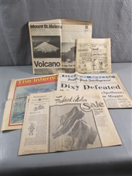 VINTAGE 1980 MT ST HELENS ERUPTION NEWSPAPERS & OTHERS