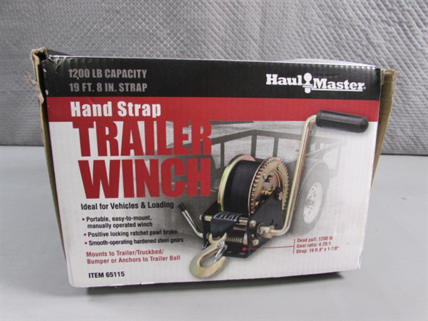 NEW HAUL MASTER HAND STRAP TRAILER WINCH 1200 LB CAPACITY