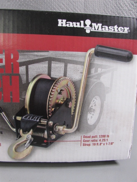 NEW HAUL MASTER HAND STRAP TRAILER WINCH 1200 LB CAPACITY