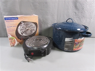 ELECTRIC BURNER & 7.5 QT STOCKPOT