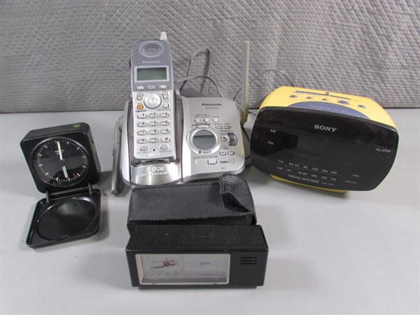 PANASONIC PHONE & ASST ALARM CLOCKS