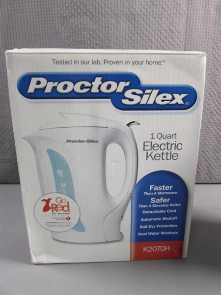 PROCTOR SILEX ELECTRIC KETTLE & MUGS