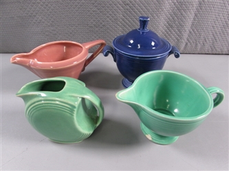 MINI FIESTAWARE DISC CREAMER, COBALT SUGAR DISH & 2 OTHER CREAMERS