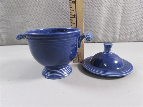 MINI FIESTAWARE DISC CREAMER, COBALT SUGAR DISH & 2 OTHER CREAMERS