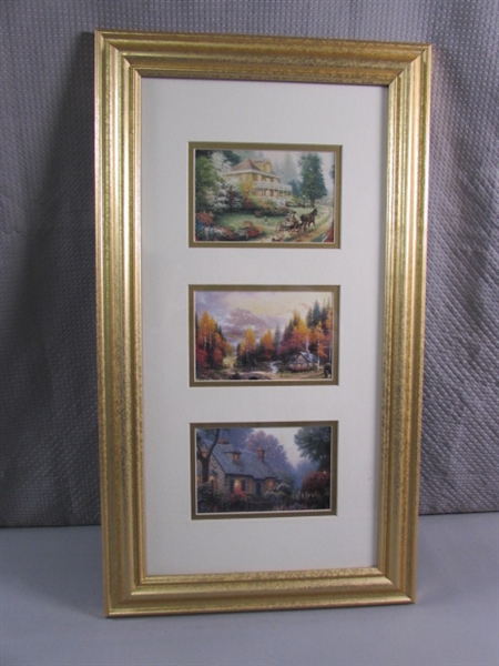 FRAMED TRIO OF THOMAS KINKADE PRINTS