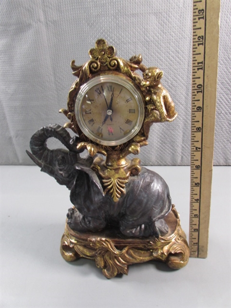 ELEPHANT STATUE W/CLOCK - RESIN