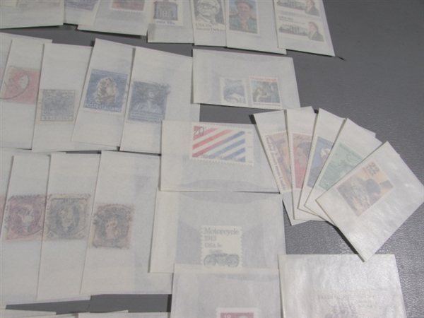 MIXED LOT OF POSTAGE STAMP SINGLES IN GLASSINE ENVELOPES #1